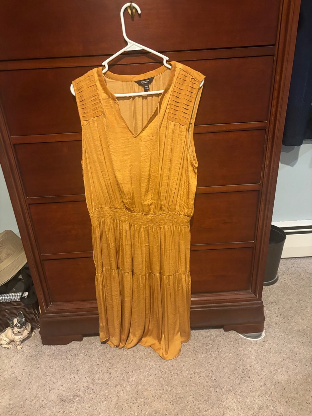 Simply Vera Vera Wang Mustard Sleeveless Tiered Midi Dress